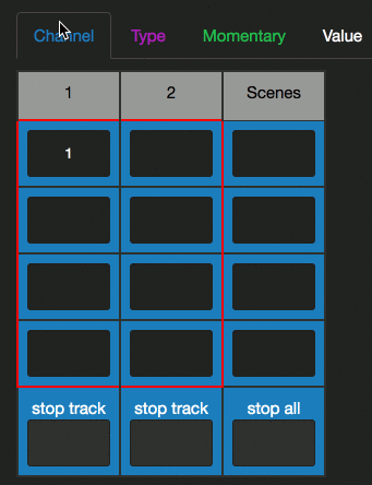 the different midi message options for session box