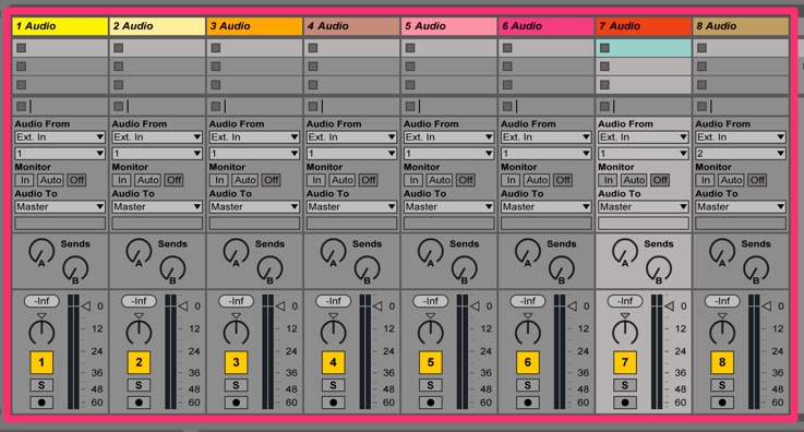 mixer control of 8 tracks in Ableton