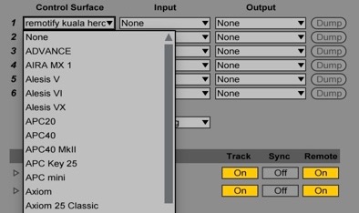 list of midi remote scripts contained in ableton