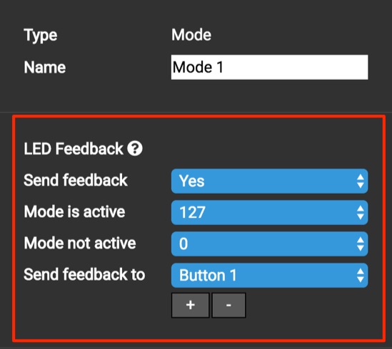 A Mode's feedback settings