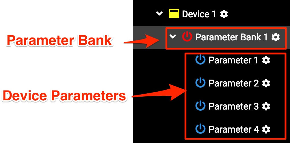 Parameter banks and Device Parameters