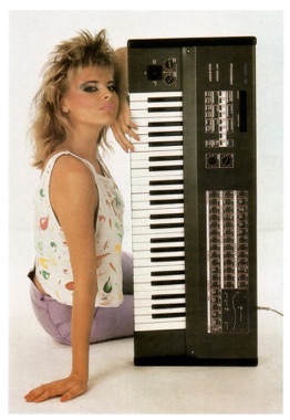 retro woman with midi keyboard