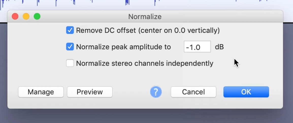 open normalize option in audacity